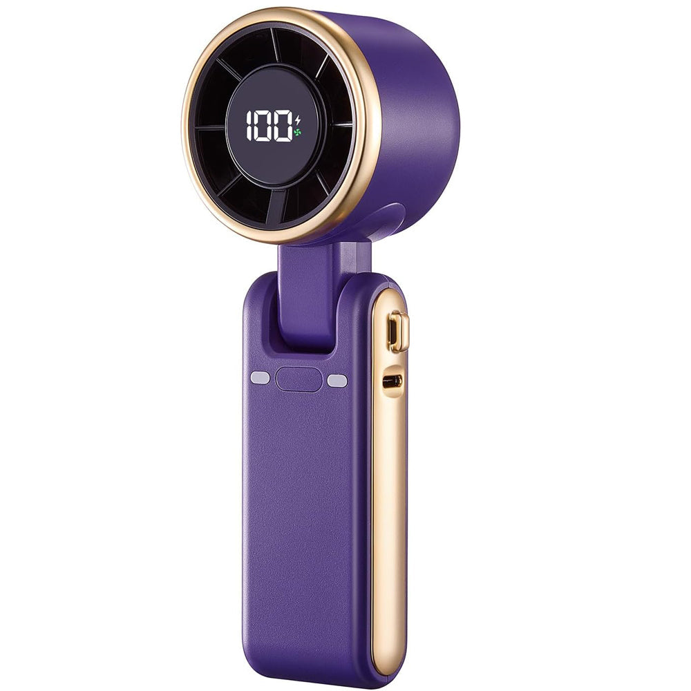 Portable Handheld Turbo Fan - 5 Gear High Speed 4000mAh Rechargeable Mini Personal Hand Fan Blow Cold Air, Battery Operated Travel Essentials, Beach Vacation, Gifts for Women, Men (Purple)