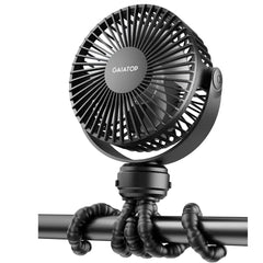gaiatop Mini Portable Pram Fan, Rechargeable Small Clip on Fan for Stroller, Detachable 3 Speed 360° Rotate Flexible Tripod Handheld Desk Cooling for Car Seat Crib Treadmill Travel Black