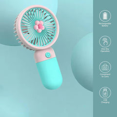 Handheld Fan – Hand Held Fan Rechargeable – Mini Portable Fans Handheld USB Rechargeable Fans with 3 Speeds – Battery Operated Mini Desk Cooler – Hand Held Travel Cooler (Blue/Pink)