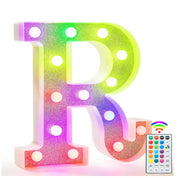 Glitter LED Letter R Light with Remote 18 Colors
