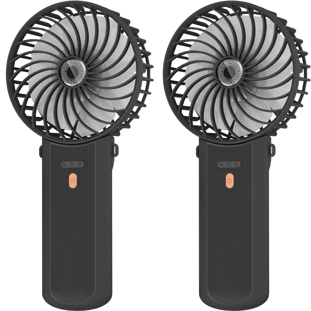 Portable Handheld Fan 2 Pieces, USB Rechargeable Mini Fan, 3 in 1 Folding Table Fan, 4 Speeds and 5.5-16 Hours of Work, for Travel, Office, Home and Outdoor-Black