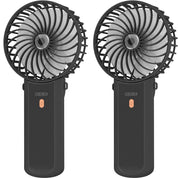 Portable Handheld Fan 2 Pieces, USB Rechargeable Mini Fan, 3 in 1 Folding Table Fan, 4 Speeds and 5.5-16 Hours of Work, for Travel, Office, Home and Outdoor-Black
