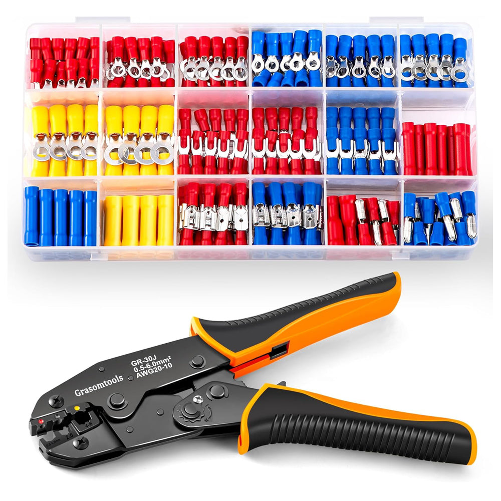 Insulated Wire Terminal Crimping Tool Kit with 370 Connectors 0.5-6mm²