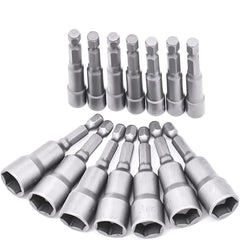 14 Pcs Magnetic Hexagon Socket, 6-19mm Hex Shank Magnetic Nut Setter Driver, Hex Drill Bits,1/4 Inch Magnetic Drill Bit Set, Used to Electric Screwdriver Handle Tools
