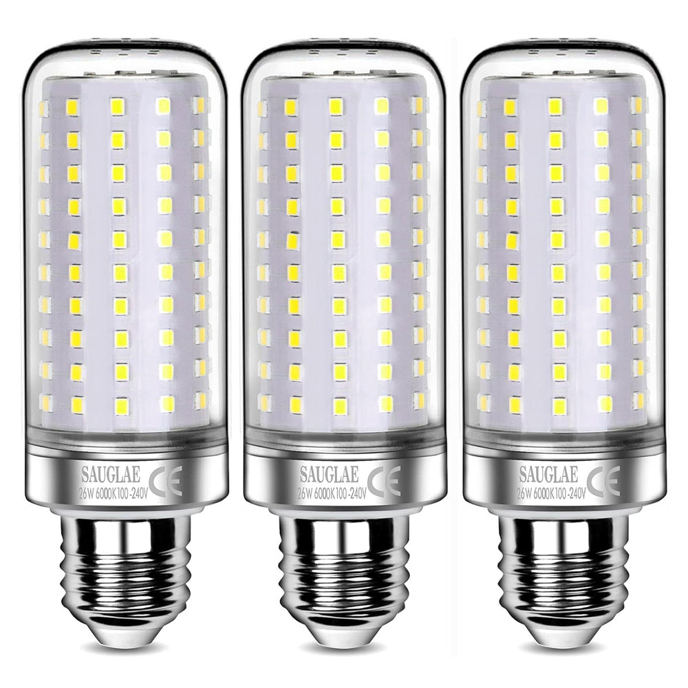 26W LED Light Bulbs E27, 200W Equivalent, 6000K Daylight, 3 Pack