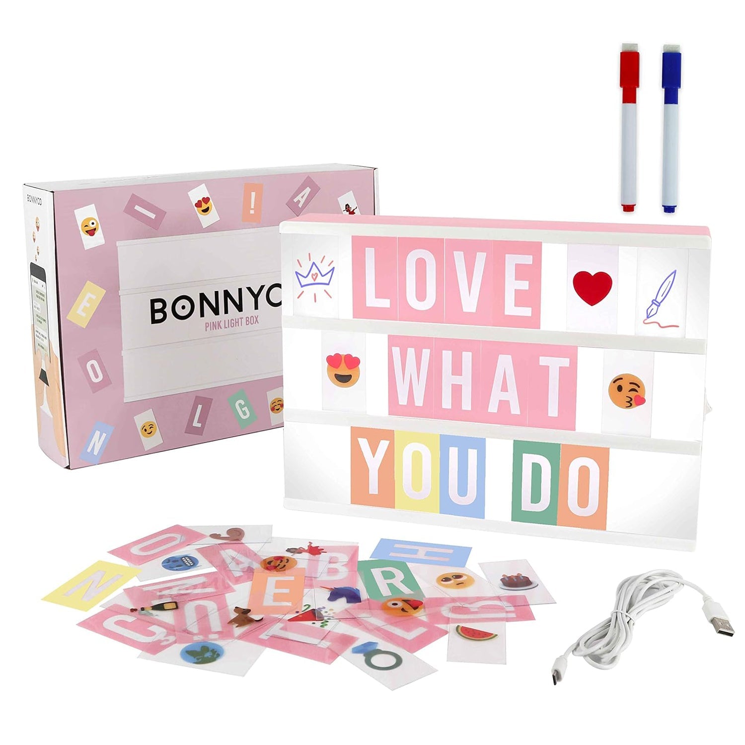Pink A4 LED Cinema Light Box with Letters