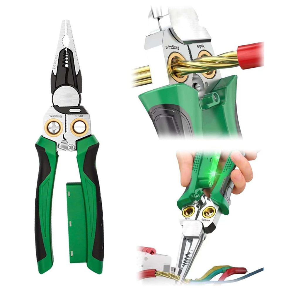 8 in 1 Wire Stripper with Voltage Tester, Multi-Function Electric Wire Stripping Tool, Heavy Duty 12-250V AC/DC Tester for Hot/Neutral Wires, Electrician Repair Tool