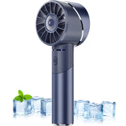 Handheld Fan, Mini Alloy Metal Personal Fan, USB Rechargeable High-Speed 16H Lasting Battery 4 Adjustable Speeds Portable Turbo Fan, Small Pocket Hand Fan for Travel, Summer Gift (Blue)