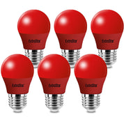E27 LED G45 Red Bulb 4W, 180° Beam Angle, Pack of 6