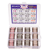 BOJACK 4 Values 120 pcs 3 5 10 13 A amp 240 V Volt Household Mains Plug Fuse 6.3x25 mm 0.25x1Inch BS1362 Ceramic Tube Cartridge Fuses Assortment Kit packag in a Clear Plastic Box