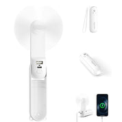 Mini Handheld Fan,USB Rechargeable 3 IN 1 Personal Cooler Fans with Power Bank,LED Flashlight,Small Foldable Pocket Fan-Travel & Emergency Essentials for Outdoor Portable Cooling Fan (White)