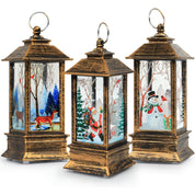 3-piece vintage Christmas lantern set with LED festive lights