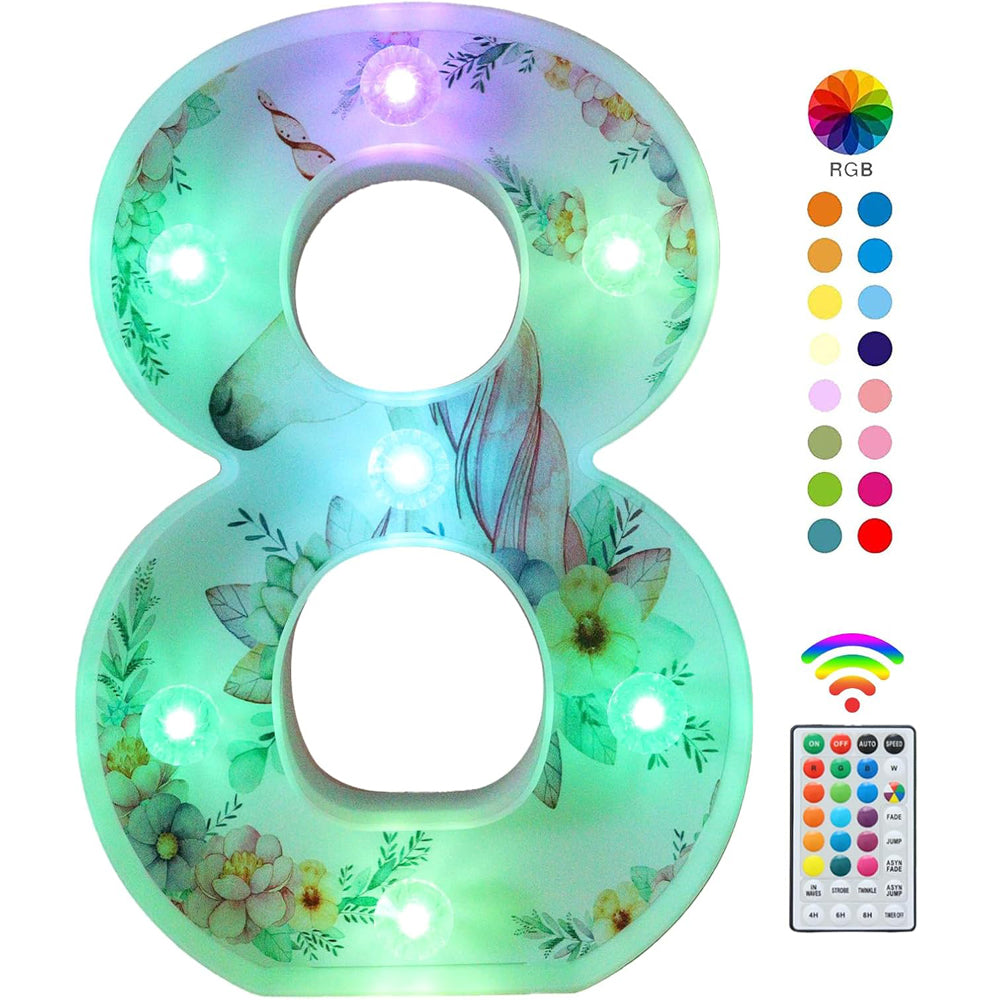Unicorn LED Number 8 Light 18 Color Changing