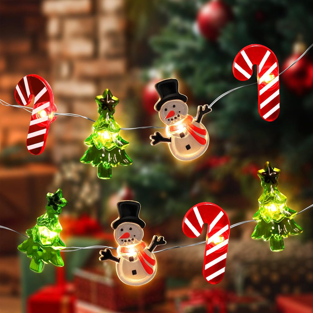 3M 30 LED festive string lights with snowman and tree shapes