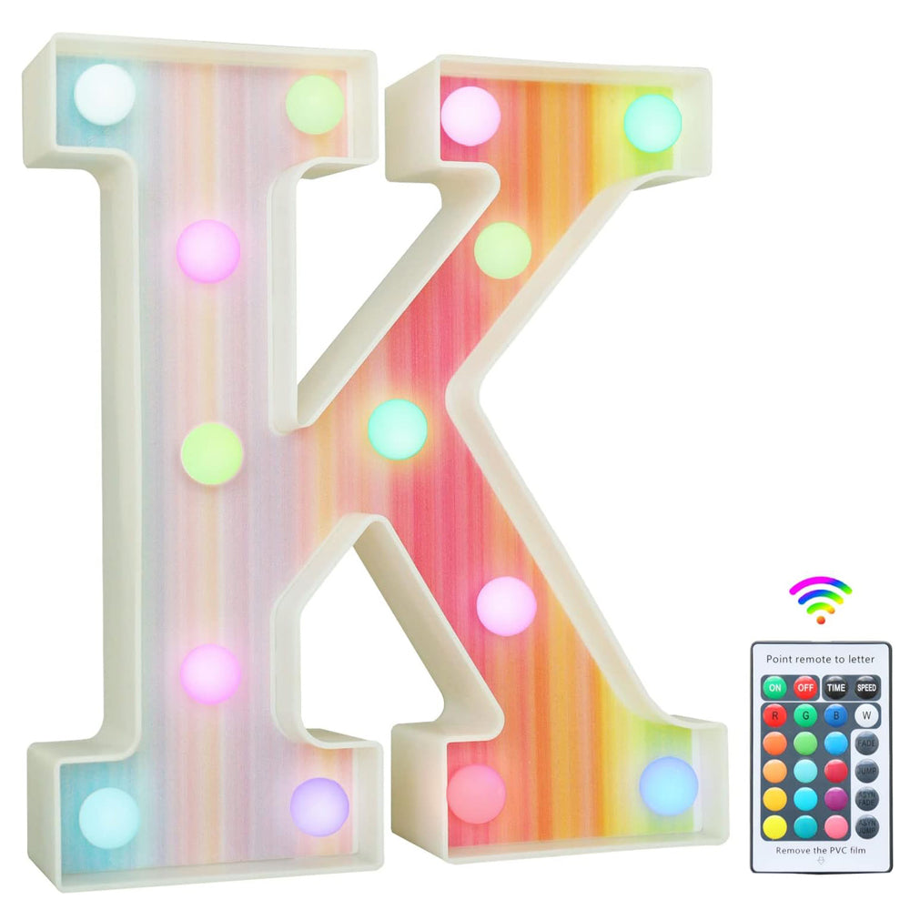 Rainbow LED Marquee Letter K – Color Changing Night Light