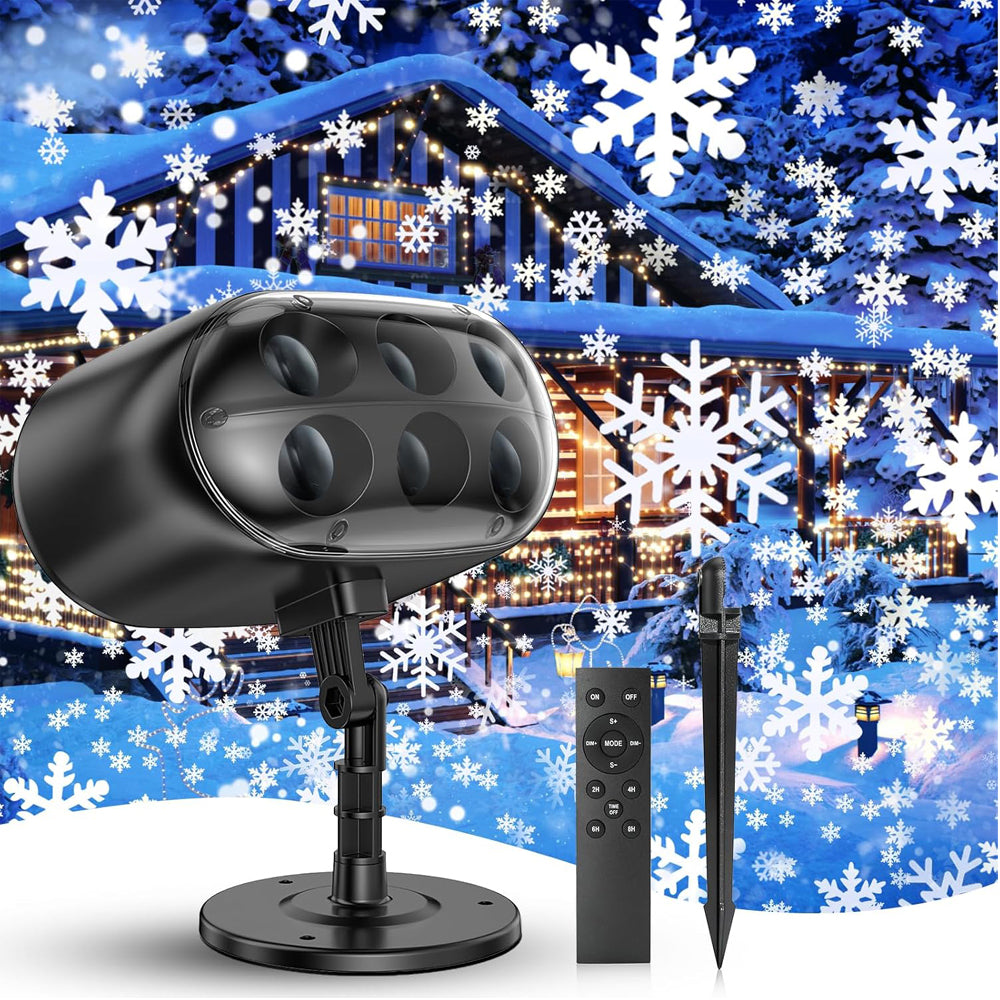 Christmas LED Snowflake Projector Lights – Large Outdoor Moving Snowfall Light