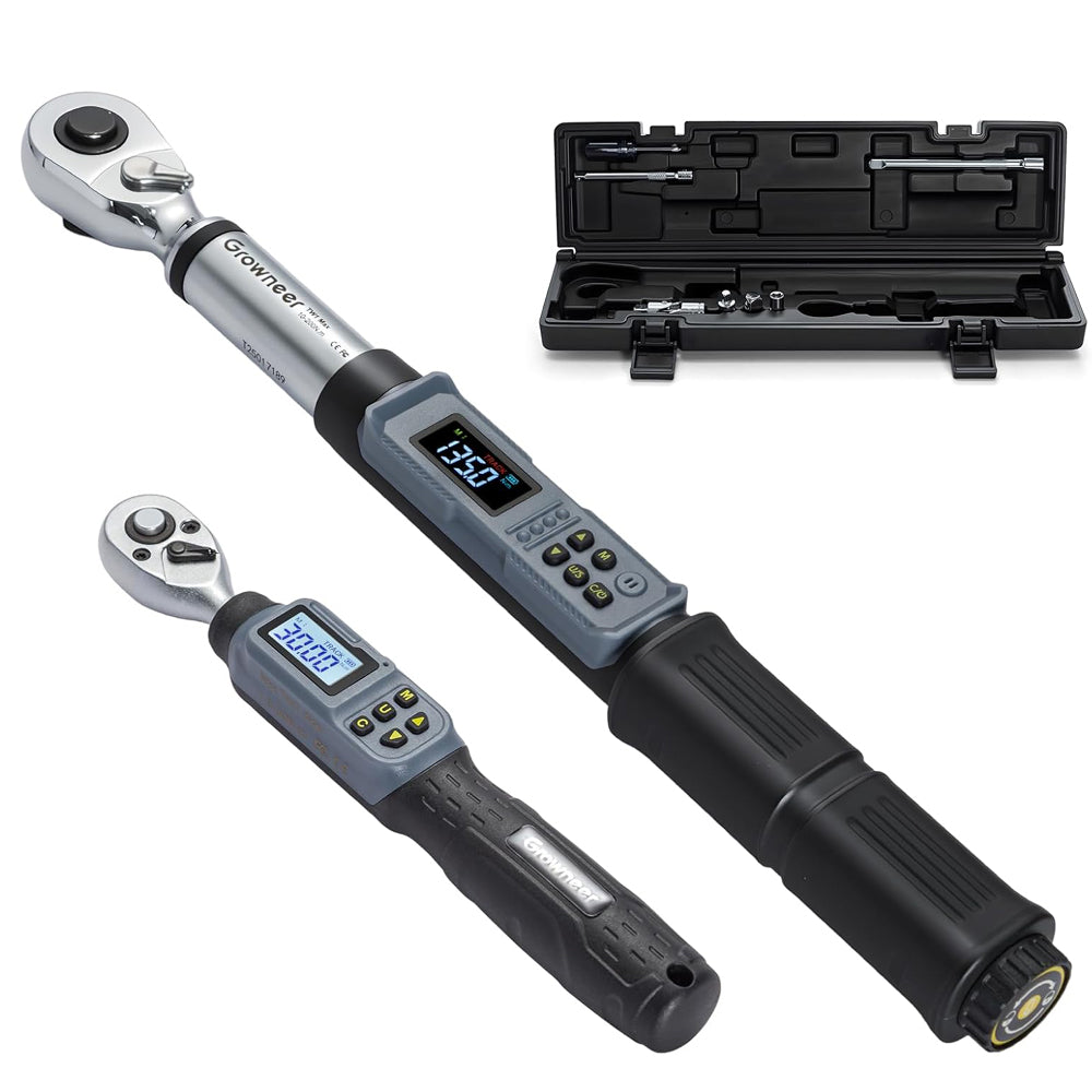 Digital Torque Wrench Set 1/4" & 1/2" Adjustable with LED