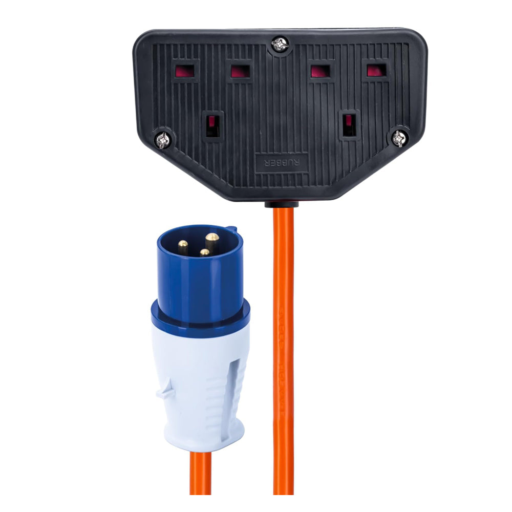 Status 16A Site Plug to 2 Way UK Socket Adapter Cable 20cm