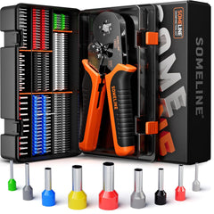 SOMELINE Crimping Tools Set with 9 Types of Ferrules - Ferrule Pliers 0.25-10mm²(AWG 24-8) I Electricians Tools, Crimper, Crimping Pliers, Wire Crimping Tool, Crimping Tool