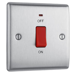 BG Electrical NBS74-01 Switched Cooker Control Unit with a Power Indicator, 45 Amp, Brushed Steel