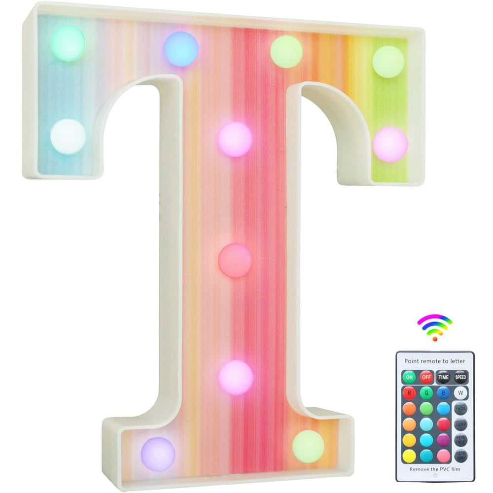 Rainbow LED Letter Light T 16 Color Remote