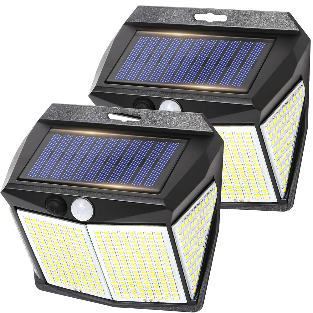 412 LED Solar PIR Motion Sensor Wall Light Clear White Outdoor Security Lamp