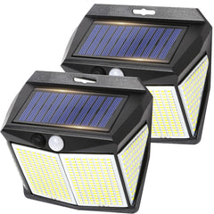 412 LED Solar PIR Motion Sensor Wall Light Clear White Outdoor Security Lamp