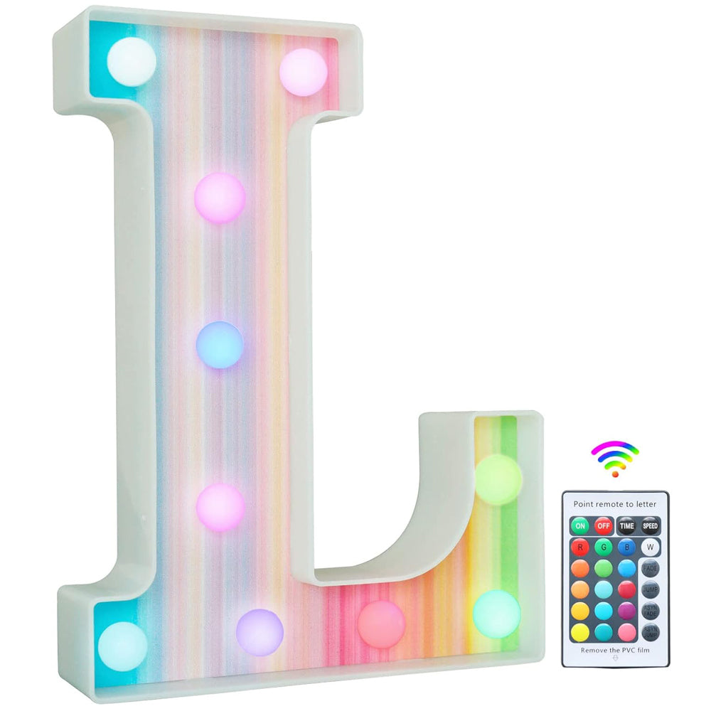 Rainbow LED Letter Light L Remote Color Changing