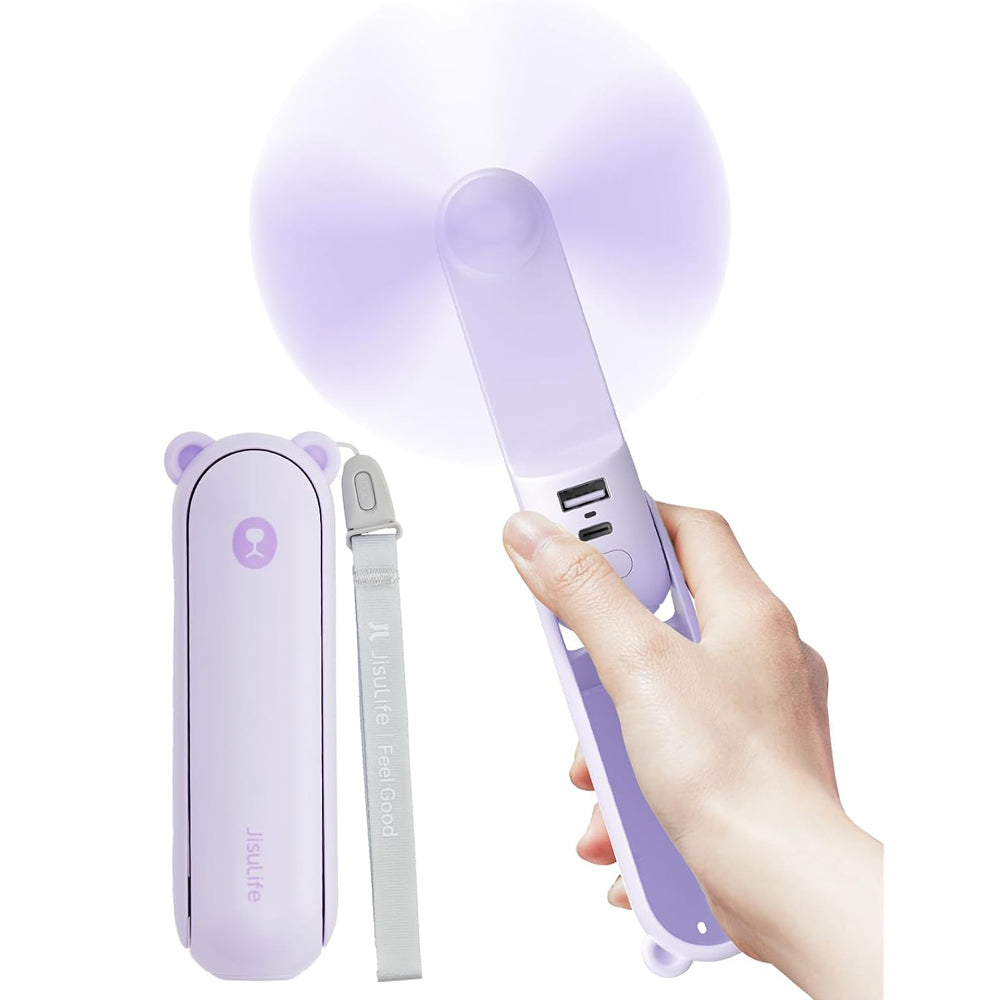Portable Handheld Mini Fan with 4500mAh Powerbank – Purple