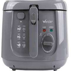 2.5L Electric Deep Fryer with Non-Stick Coating, Viewing Window & Mesh Basket – Compact Countertop Fryer (Grey)