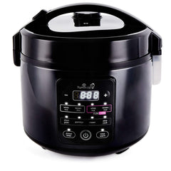Yum Asia Kumo YumCarb Rice Cooker with Ceramic Bowl – 5.5 Cup (1L), Fuzzy Logic, 8 Cooking Functions – Dark Stainless Steel