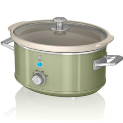Swan Retro Grey 3.5L Slow Cooker with 3 Heat Settings & Keep Warm – 200W