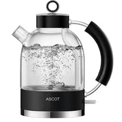 Glass Electric Kettle 1.5L – Fast Boil Tea Heater & Hot Water Boiler – Borosilicate Glass – Auto Shut-Off, Boil-Dry Protection – Black