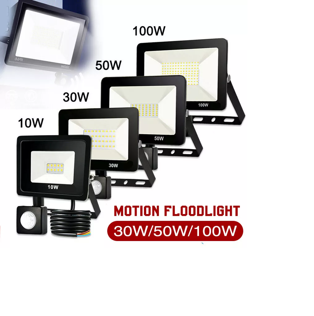 Outdoor LED Floodlight with PIR Motion Sensor, Waterproof Security Light for Garden, Garage, and Patio