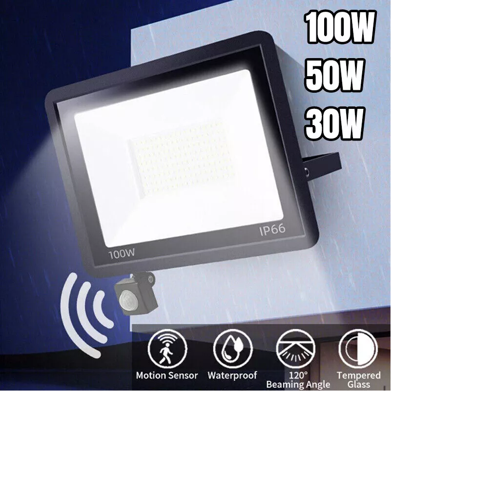 Outdoor LED Floodlight with PIR Motion Sensor, Waterproof Security Light for Garden, Garage, and Patio