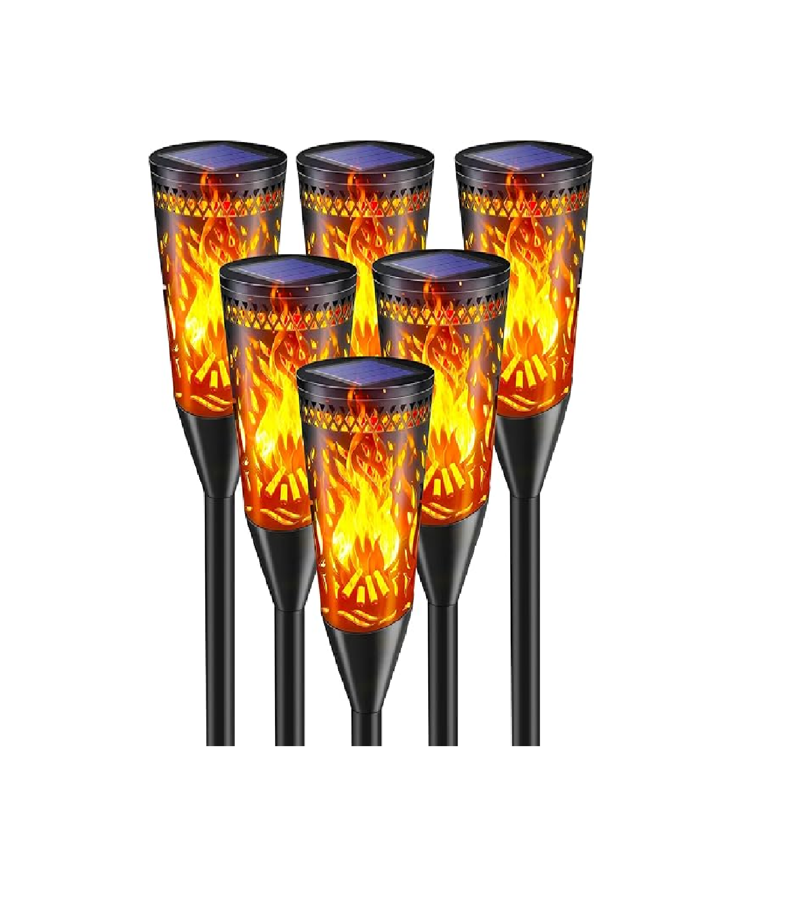 Solar Torch Lights – 6 Pack, Flickering Flame & Steady Modes, Waterproof Outdoor Garden Lights