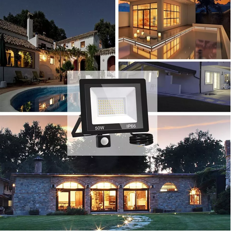 Outdoor LED Floodlight with PIR Motion Sensor, Waterproof Security Light for Garden, Garage, and Patio