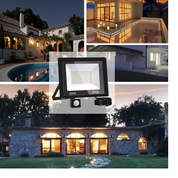 Outdoor LED Floodlight with PIR Motion Sensor, Waterproof Security Light for Garden, Garage, and Patio