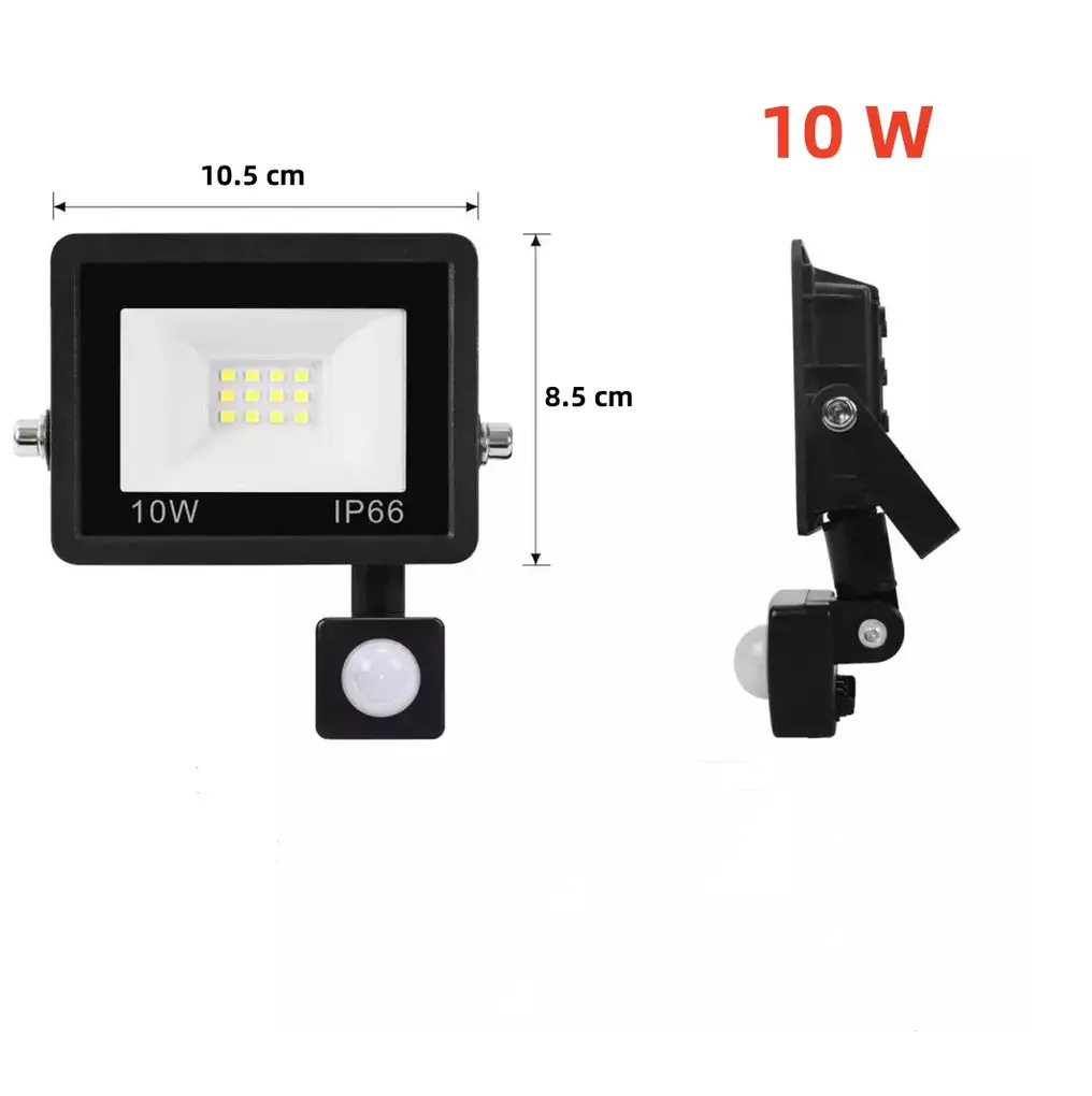 Outdoor LED Floodlight with PIR Motion Sensor, Waterproof Security Light for Garden, Garage, and Patio