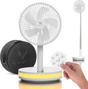 VENTY Portable Fan - Wireless Battery Operated, 48HR Run Time 16000MAH Battery, Oscillating Rechargeable Fans, Remote Control & LED Lighting, Folding Telescopic Camping Fan (White with Case)