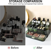 Green Acrylic Makeup Organizer with Stackable Drawers for Skincare & Cosmetics