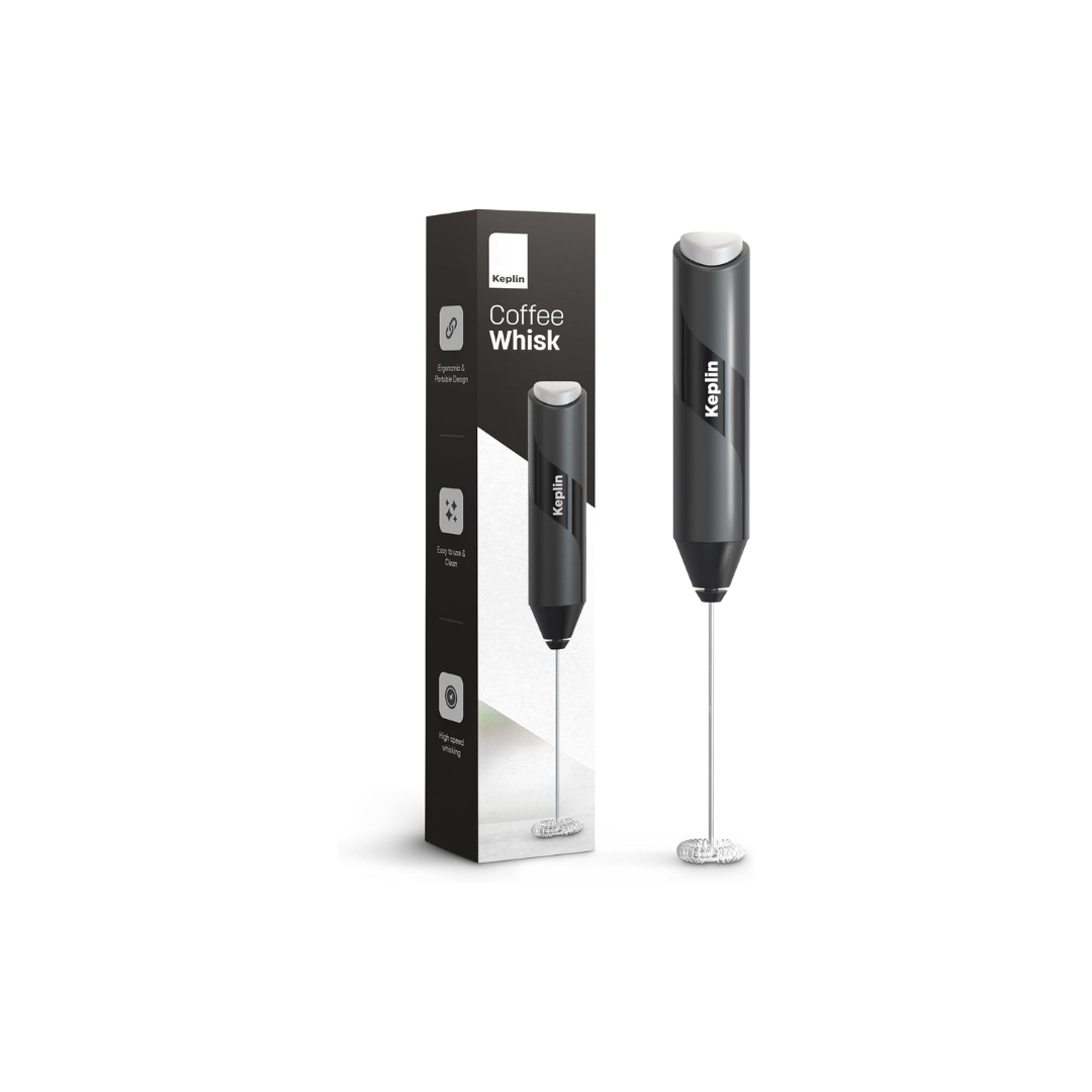 Milk Frother Stainless Steel Electric Whisk Portable Coffee Mixer black