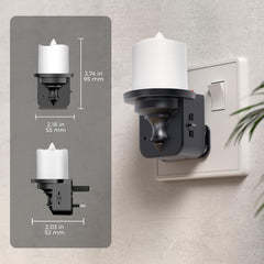 Wall-mounted candle holder with dimensions displayed on a wall.