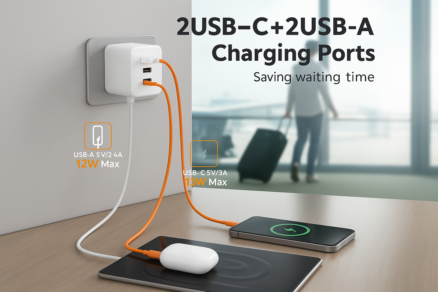 Universal Travel Adapter with 2 USB-C & 2 USB-A Ports | Worldwide Plug ...