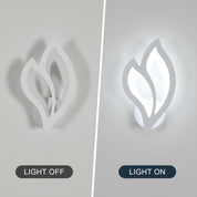 Wall-mounted light fixture showing 'Light Off' and 'Light On' states on a neutral background.