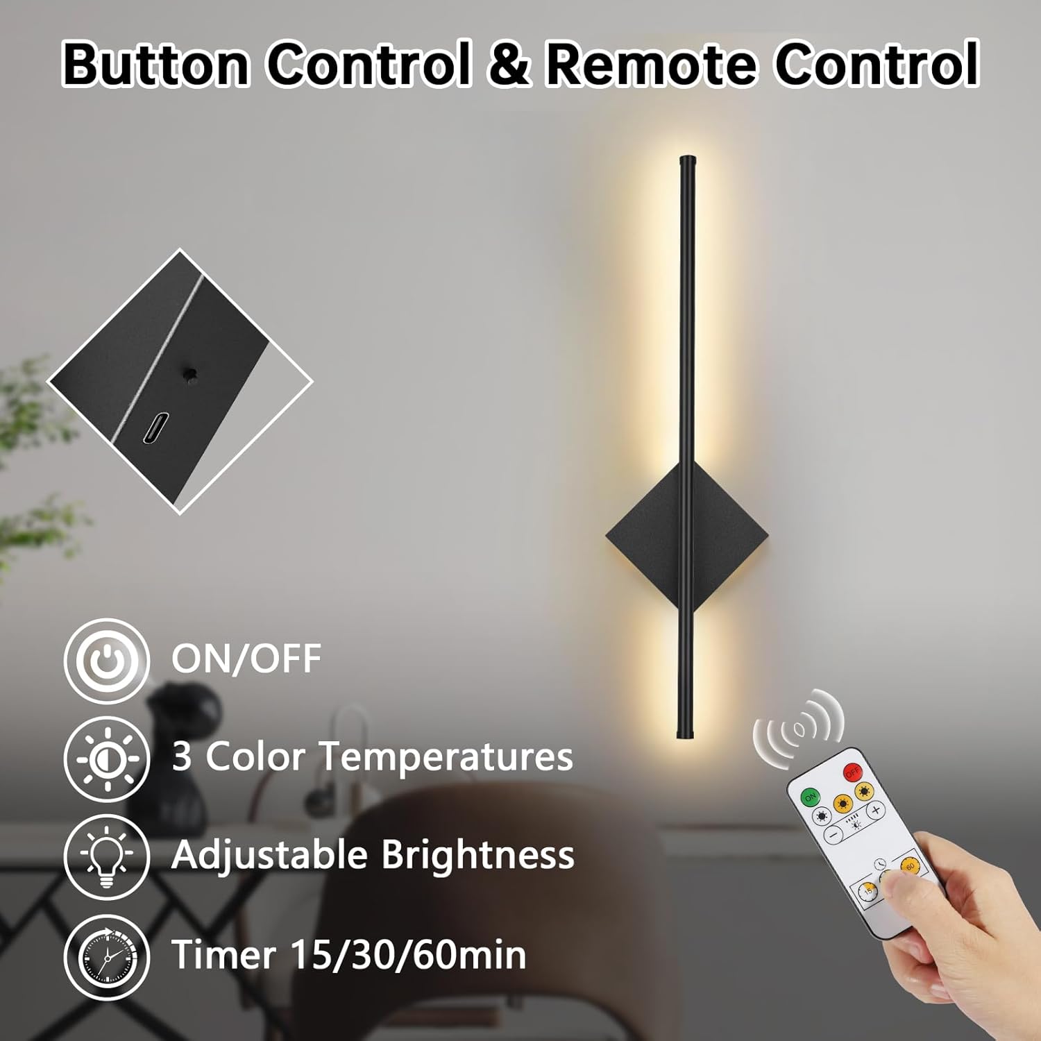 off, color temperature, brightness, and timer functions.