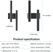 Wall-mounted light fixture with dimensions and specifications on a white background