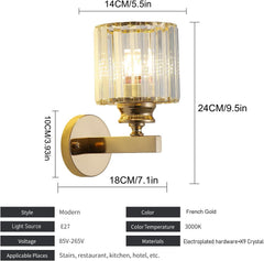 Wall-mounted light fixture with dimensions and technical specifications on a white background