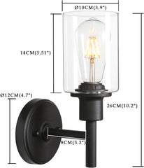 Wall-mounted light fixture with dimensions labeled
