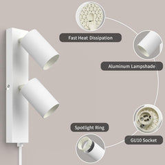 Wall-mounted light fixture with labeled components on a gray background